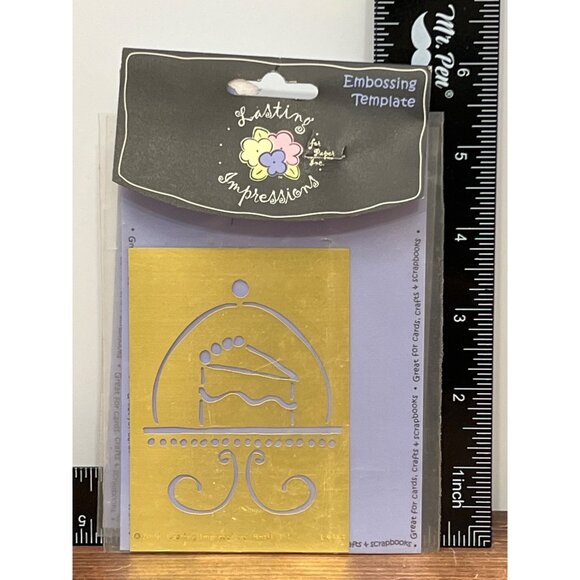 2006 L9383 Lasting Impressions CAKE UNDER GLASS Stencil Embossing Template - Picture 1 of 3